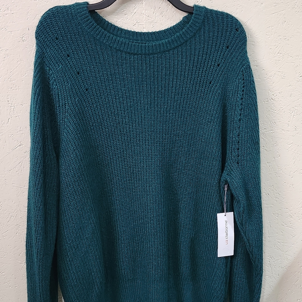 Liz Claiborne Women's Teal Cable Knit Sweater Size 2XL New
